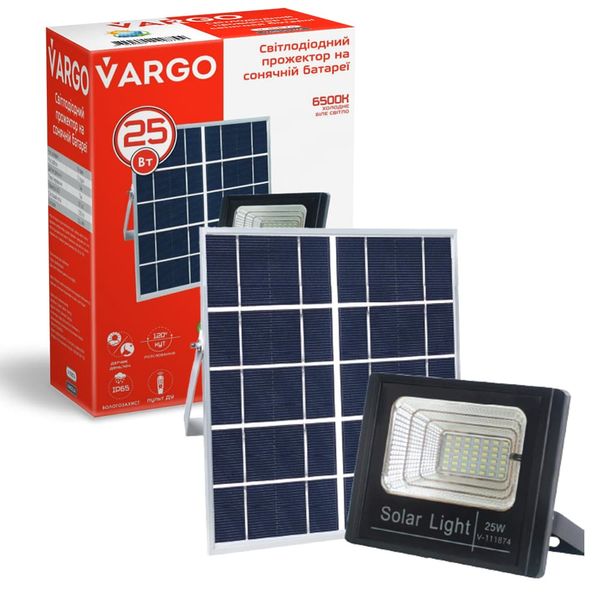 LED Прожектор VARGO на сонячній батареї 25W (V-111874) 111874 фото