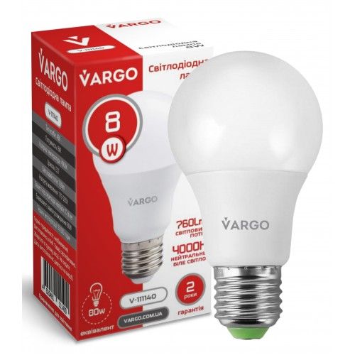 LED лампа VARGO A60 10W E27 6500К 950lm (V-111734) 111734 фото