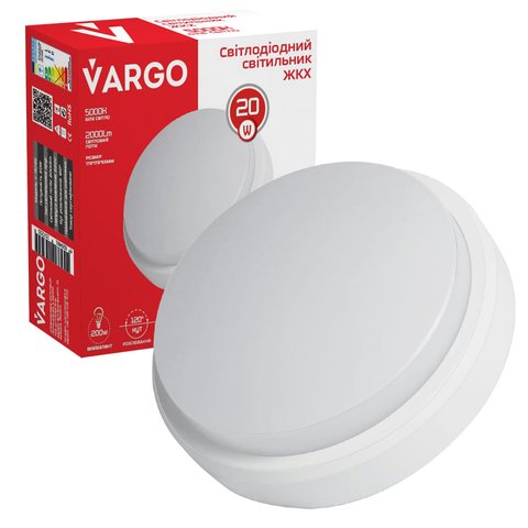 LED Светильник VARGO ЖКХ 20W круг IP54 с датчиком руху AC165-265V Розмір: 175*175*55мм (V-115725) 115725 фото