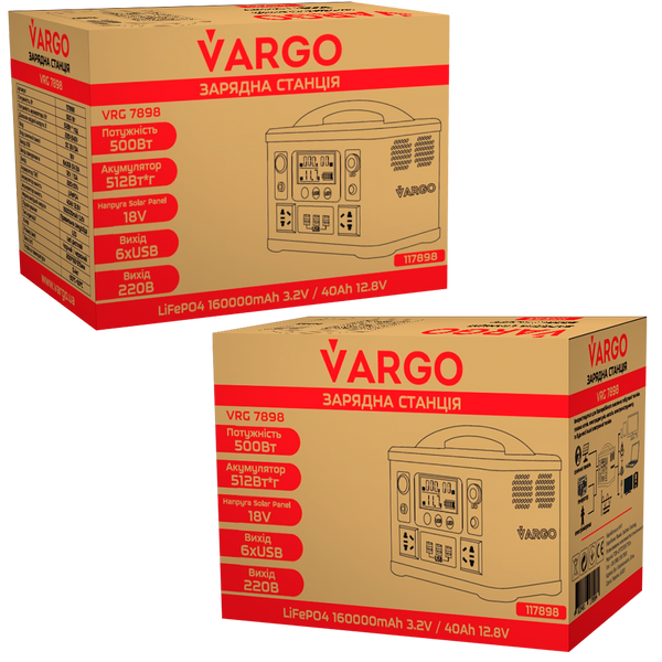 Зарядная станция VARGO VRG7898 500Вт / 512Вт*ч / 160000mAh 117898 фото