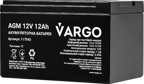 Акумулятор VARGO 12V12AH (V-117543) 117543 фото